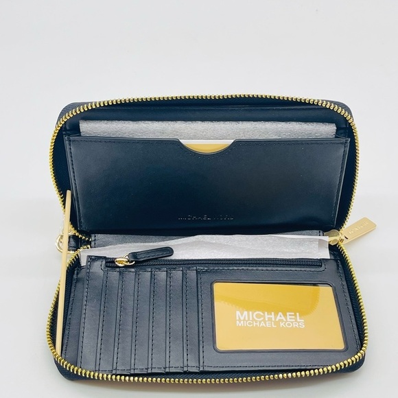 Michael Kors Large Flat MF Phone Case Wallet Black - Picture 7 of 8